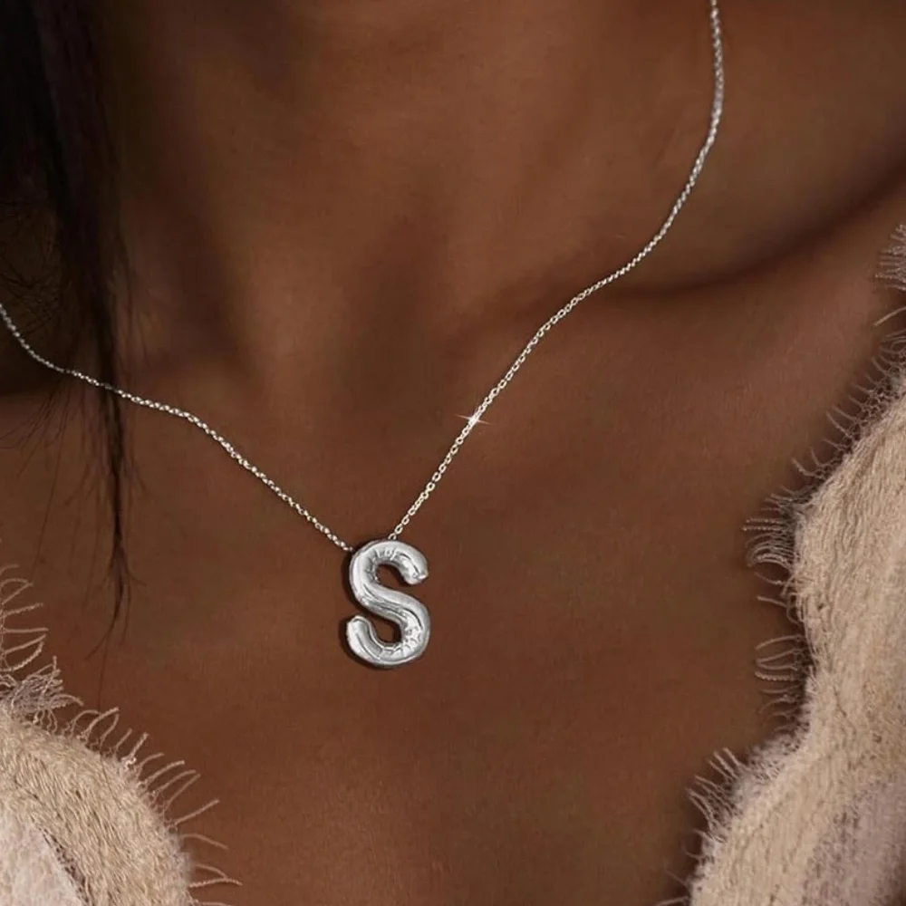 BRAND NEW, STILL IN THE PACKAGE Trendy Bubble Initial Charm and Necklace, “S”